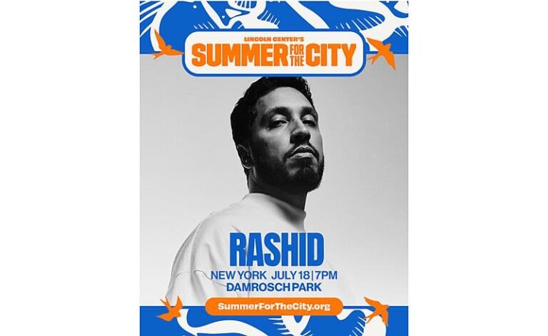 Rashid é atração confirmada no Lincoln Center’s Summer for the City 2025, em Nova York