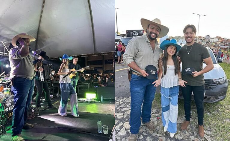 Cantora, Júlia Neri brilha no palco ao lado de Diogo & Hernani em Conselheiro Lafaiete (MG)!