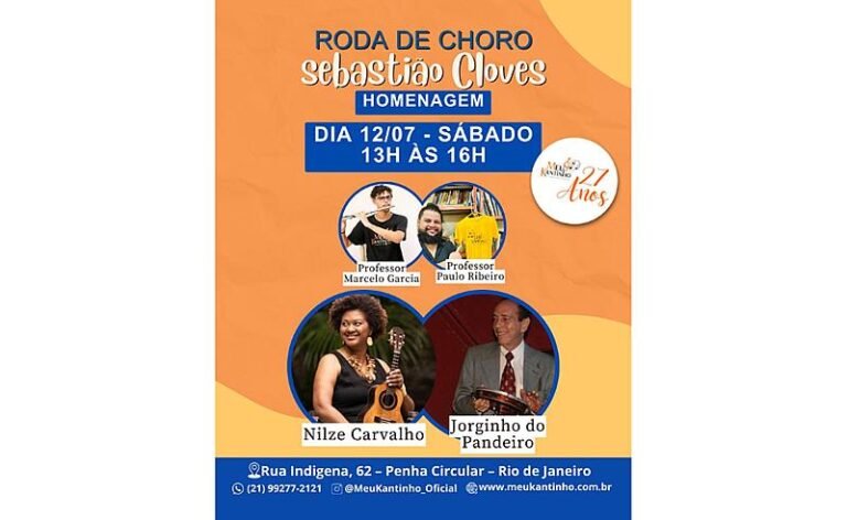 Meu Kantinho celebra 27 anos com roda de choro em homenagem a Sebastião Cloves e participação de Nilze Carvalho na Penha Circular