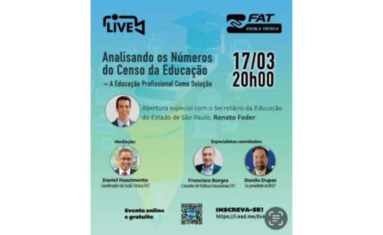 FAT promove live para analisar os números do Censo da Educação e discutir soluções em educação profissional